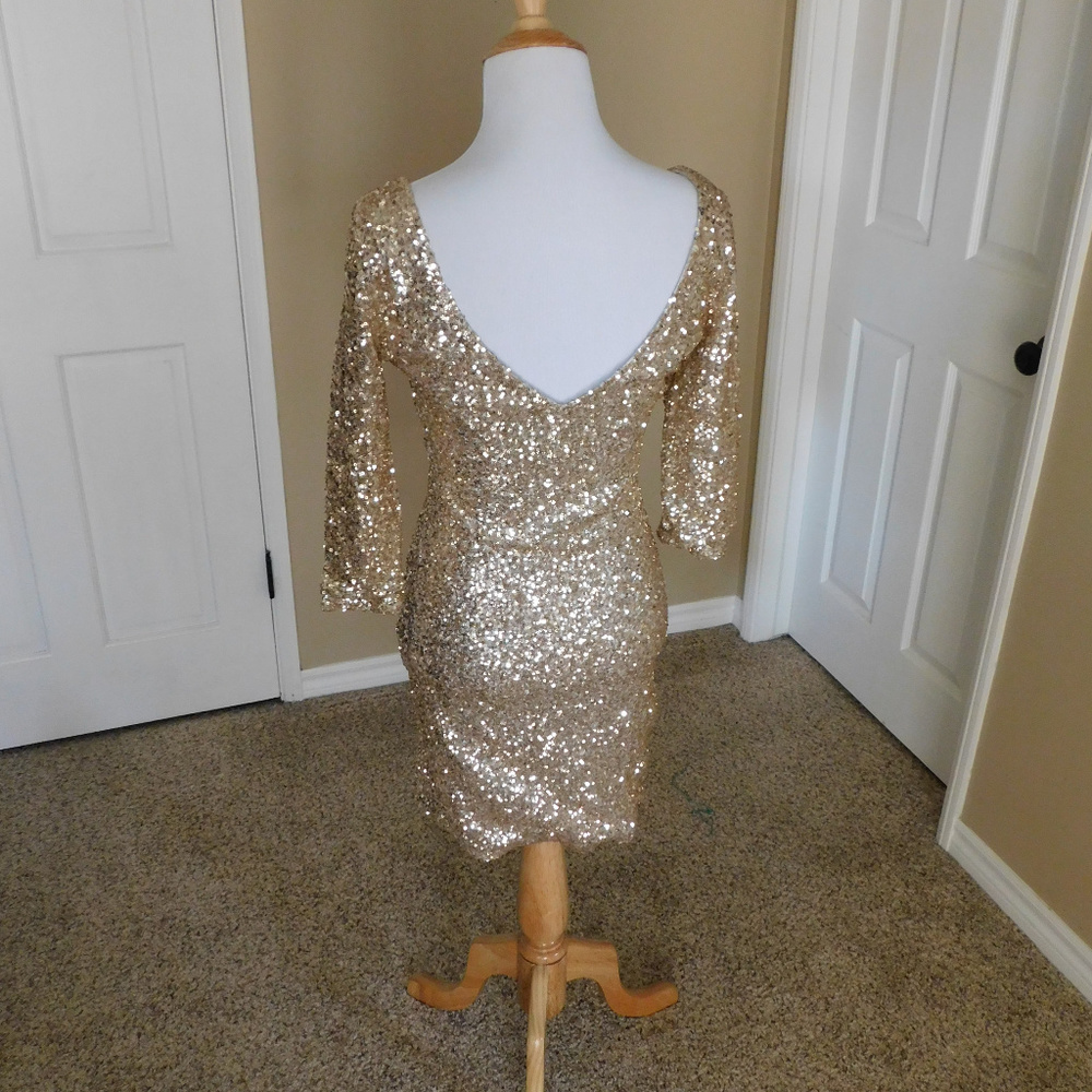 Gold Sequin New Year Dress NYE - Picture 4 of 5
